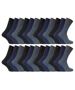 Ultimate Comfort and Bulk Value: 100% Cotton Non Elastic Socks: Experience unparalleled comfort with our 100% cotton non elastic socks. Designed for those who prioritize comfort above all else, these socks offer a bulk value deal with 24 pairs included. Crafted with the finest cotton, these socks provide a luxurious and soft feel that will keep your feet happy all day long. Unlike ordinary cotton socks, our non elastic socks take comfort to the next level. With their non-binding design, they offer extra comfort and freedom of movement. Perfect for those with poor circulation or swollen feet and legs, these socks stretch to the natural contours of your feet without constricting them. Say goodbye to uncomfortable constriction rings and hello to ultimate comfort. Not only are these socks incredibly comfortable, but they are also breathable, making them perfect for the summer months. The lightweight and breathable cotton fabric ensures your feet stay cool and fresh all day long. Available in a 12 pair pack, these non elastic socks come in three stylish colors. Choose from our size options of 6-11 UK or 11-14 UK to find the perfect fit for your feet. Made from 100% organic cotton, these socks are not only comfortable but also environmentally friendly. And don't worry about the hassle of handwashing, as these socks are safely machine washable. Extra Product Details:: - 24 pairs included for bulk value - Made from 100% cotton for ultimate comfort - Non elastic design for extra comfort - Available in three stylish colors - Size options: 6-11 UK / 11-14 UK - Machine washable for convenience. Experience the ultimate comfort and value with our 100% cotton non elastic socks. Upgrade your sock game today!