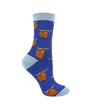 Miss Sparrow - Ladies Bamboo Highland Cow Socks: Bring a touch of charm and comfort to your wardrobe with the Miss Sparrow Ladies Bamboo Highland Cow Socks. These adorable socks feature a delightful Highland Cow design, adding a playful twist to your everyday outfit. Made from a luxurious bamboo blend, these socks are not only stylish but also incredibly soft, breathable, and gentle on your skin. Perfect for all-day wear, they keep your feet feeling fresh and comfortable in any season. The bamboo fabric offers natural moisture-wicking properties, making these socks ideal for active days or simply lounging around. The reinforced heels and toes provide extra durability, ensuring these socks stand up to regular wear. With a snug yet flexible fit, they stay in place without slipping or feeling too tight, offering the perfect combination of style and practicality. Extra Product Details: Charming Highland Cow Design Luxurious Bamboo Blend for Softness Moisture-Wicking Fabric Reinforced Heels and Toes for Durability Snug and Flexible Fit for All-Day Comfort Machine Washable for Easy Care. The Miss Sparrow Ladies Bamboo Highland Cow Socks are a perfect blend of fun and functionality, making them a great addition to any sock drawer. Whether you're looking for a unique gift or treating yourself, these socks offer the perfect mix of style, comfort, and durability.