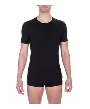 Camiseta de algodón negra  
Camiseta de paquete doble con cuello redondo  
Adecuada para hombres  
Material: 95% algodón, 5% elastano