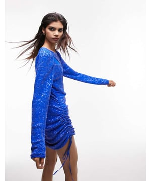Dresses by Topshop Welcome to the next phase of Topshop Round neck Padded shoulders Mesh panels Ruched sides Regular fitSold By: Asos
