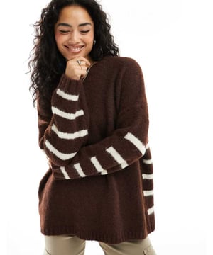 Jumpers & Cardigans by ASOS DESIGN Knitwear until further notice Stripe design Crew neck Long sleeves Oversized fitSold By: Asos
