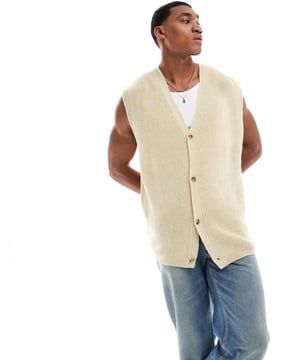 T-Shirts & Vests by ASOS DESIGN Knitwear until further notice V-neck Button placket Sleeveless style Oversized fitSold By: Asos