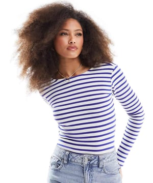 Tops by Pieces A silhouette serve Stripe design Scoop neck Long sleeves Open back Bodycon fitSold By: Asos