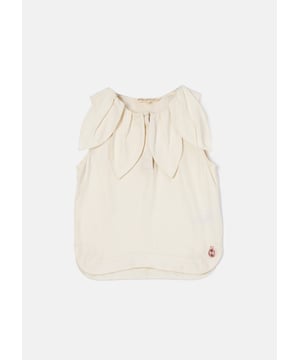 Hello petal! You will love our new   shell top with exquisite petal shaped collar. Wear with a tutu or a denim. the choices are endless.. About Me: 100% Viscose. Look After Me: Think Planet. Wash At 30C.