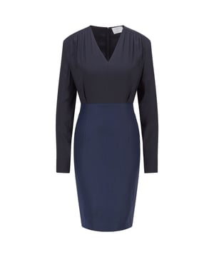 2-in-1 jurk met zijden top en kokerrok