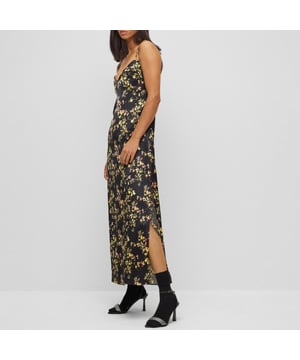 long dress with lace detail - adjustable straps