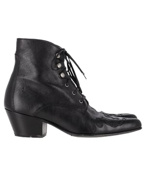 VINTAGE, RRP AS NEW
Step into bold sophistication with the Saint Laurent Western Lace-Up Ankle Boots in Black Leather, designed to bring a touch of rugged luxury to any outfit. With their sleek black leather construction and intricate lace-up detail, these boots exude timeless Western-inspired charm. The sturdy yet stylish design pairs seamlessly with both casual and dressier looks, making them a versatile addition to your wardrobe. For a perfect ensemble, style them with distressed denim or a tailored mini skirt to channel an effortlessly cool, chic vibe.

 Saint Laurent Western Lace-Up Ankle boots inn Black Leather

Condition: Very good
Signs of wear: Include Box., Minor markings, Lightly used but very well maintained. Minor mark at soles & creasing, light scuffing at the soles and heels.
Packaging: Box, Dust bag
Color: Black
Material: Leather | leather
Size: IT | 38
Measurements: Heel height: 50; Insole length: 290
SKU: NAPPUGBSH459931W