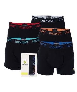 Mens Lyle And Scott Miller 5 Pack Boxer Shorts in black.- Branded elasticated waistband.- Stretch.- 95% Cotton  5% Elastane.We regret that underwear is non-returnable due to hygiene reasons.  - Ref: MILLER20077