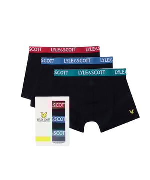 Boys Lyle And Scott Markus 3 Pack Boxer Shorts in black.- Branded elasticated waistband.- Stretch.- 95% Cotton  5% Elastane.We regret that underwear is non-returnable due to hygiene reasons.  - Ref: MARKUS102