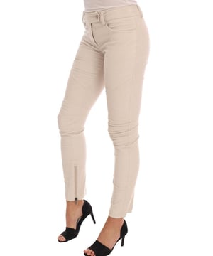 Brand: Ermanno Scervino
  Style: Cropped skinny slim fit
  Material: 97% cotton 3% elastane Corduroy
  Color: Beige
  Made in Italy
  Logo details
  Gender: Women