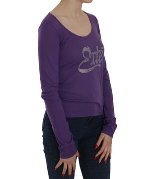 Brand: EXTE
  Color: Purple Crystal Embellished
  Style: U
  neck Long Sleeve Top Blouse
  Material: 65% Polyester 35% Cotton
  Logo details
  Ideal for women