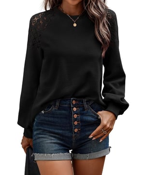 Unisex black lace pullover
  Long sleeves
  Textured fabric adds depth
  Suitable for both men and women
Material: 95% Polyester 5% Elastane