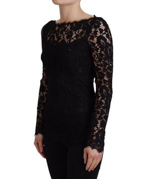 Nuevo con etiquetas  
Hecho en Italia  
Top de manga larga de encaje floral  
Material: 46% algodón, 43% viscosa, 11% nylon  
Color: Encaje negro  
Logotipo icónico de Dolce & Gabbana  
Tallas para mujeres
