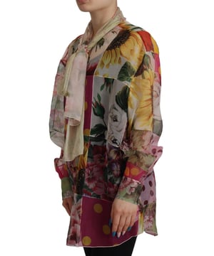 Nuevo con etiquetas  
Cuello tipo ascot  
Mangas largas  
Diseño de patchwork en multicolor  
Hecho de 100% seda  
Detalles del logo de Dolce & Gabbana  
Hecho en Italia  
Material: 100% Seda