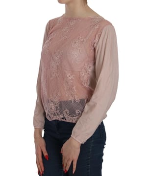 Brand: PINK MEMORIES
  Color: Pink Lace
  Model: Boat Neck See Through Long Sleeve Blouse
  Material: 100% Cotton
  Button closure
  Logo details
  Gender: Women