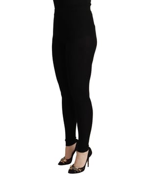 Marca: Dolce & Gabbana  
Color: Negro  
Modelo: Pantalones de leggings de cintura alta y stretch  
Material: 100% Cachemira  
Hecho en Italia  