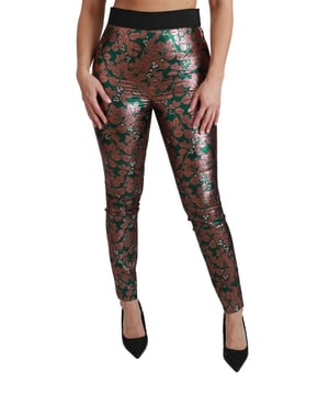 Marca: Dolce & Gabbana  
Material: 100% poliéster  
Color: Hoja metálica verde bronce  
Cierre de cremallera en el lateral  
Detalles del logo  
Hecho en Italia