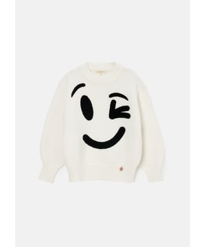 WARNING - Grown-ups will be jealous of your wardrobe! Our new cute and cosy monochrome jumper is designed with a fun wink face pattern that is sure to bring smiles all round.
