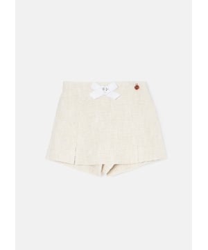 We TWEED to tell you how fabulous this short is. Cut into an elegant skort profile in classic ecru with metallic highlights that catch the light with every twirl. The epitome of chic meets fun. wear with our matching top for the co-ord of dreams.