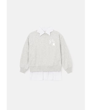 Let us do the styling for you with our mock shirt sweat. Crafted from super soft   marl. it features a mock star collar and shirt tail in crisp cotton. and is signed off with a metallic slogan. Perfectly layered and ready to add to your wardrobe!.