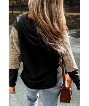 Black Contrast Sleeves Patchwork Colorblock Hoodie
  Trendy and comfortable design
  High
  quality material
  Colorblock design
  Contrasting sleeves
  Unisex design