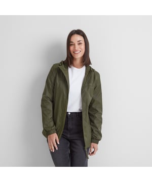 With waterproof fabric, fully taped seams and a water-repellent coating for good measure, this packaway jacket will definitely keep you dry. Inside is fully lined with a soft mesh on the body and smooth taffeta in the sleeves so your arms slide in easily. It's breathable so you don't get clammy and it keeps out the most blustery Yorkshire wind. The hood and hem can be tightened to keep out draughts and when you're back indoors the whole thing packs down into its own little matching mesh bag.  A shaped cut looks flattering on and it's finished with our 'Truth Over Glory' branding on the chest.