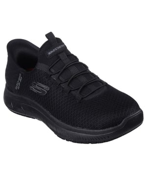 Skechers Work 108144EC/BBK SUMMITS SR-ENSLEE Womens Slip-Resistant Trainers Black Upper Material: TextileLining Material: TextileSole Material: RubberClosure/Fastening: Lace-UpFeatures: Comfort,Memory FoamToe Shape: RoundShoe Width: RelaxedItem Weight: 0 KGHeel Height: Low (2.5-4.9cm)Shoe Shaft Height: Low TopTrainer Style: Safety TrainersSafety Features: Fuel/Oil Resistant Sole,Slip Resistant SoleSafety Standard: EN ISO 20347:2022Gift Boxed: NoSafety Classification: SRCProduct Code: 108144EC/BBK