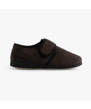 Padders CHARLES Mens Slippers Brown Checked Upper Material: TextileLining Material: TextileSole Material: RubberClosure/Fastening: Touch FastenFeatures: Comfort,Memory FoamToe Shape: RoundShoe Width: WideItem Weight: 0.45 KGHeel Height: Flat (Under 2.5cm)Shoe Shaft Height: Low TopSlipper Style: Full SlipperGift Boxed: NoProduct Code: 411S
 * 02/2766