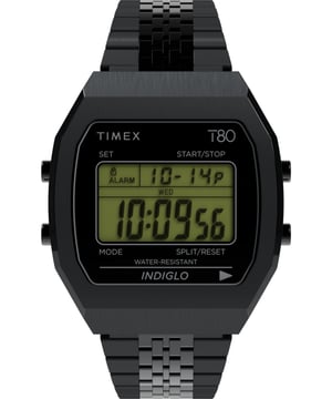 Dit Timex Timex Lab Timex 80 Digitale Horloge voor Mannen is het perfecte tijdstuk om te dragen of als cadeau te geven. De zwarte rechthoekige kast van 36 mm, gecombineerd met de comfortabele zwarte roestvrijstalen horlogeband, zorgt ervoor dat je van dit verbluffende horloge kunt genieten zonder compromissen. Aangedreven door een hoogwaardig quartz uurwerk en waterbestendig tot 3 bar, blijft je horloge tikken. We introduceren een geheel zwarte kleurvariant van onze geliefde T80 staal. Dit digitale horloge heeft een kalenderfunctie: Dag-Datum, evenals een stopwatch, alarm en Indiglo-verlichting. Hoogwaardige 21 cm lengte en 19 mm breedte van de zwarte roestvrijstalen band met een vouwsluiting. Kastafmetingen: 36 x 42 mm, kastdikte: 11 mm, kleur kast: zwart en kleur schijf: zwart.