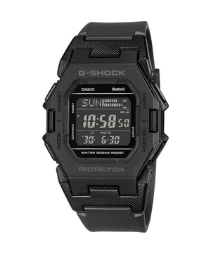 This Casio G-shock Digital Watch for Men is the perfect timepiece to wear or to gift. It's Black  Square case combined with the comfortable Black Plastic watch band will ensure you enjoy this stunning timepiece without any compromise. Operated by a high quality Quartz movement and water resistant to 20 bars, your watch will keep ticking. A compact G-SHOCK in a boldly straight-forward design that moves style into the future.  This Digital watch has a Calendar function: Day-Date as well as Bluetooth , Stop Watch , Countdown , Dual Time and Light High quality 21 cm length and 22 mm width a Black Plastic strap with a Buckle Case measurement: 41 X 41 mm,case thickness: 11 mm, case colour: Black and dial colour: Black