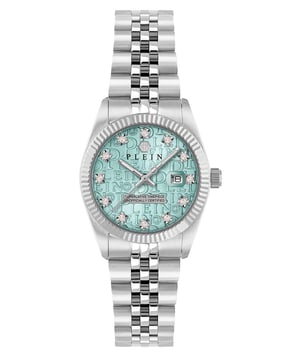 This Philipp Plein Date Superlative Analogue Watch for Women is the perfect timepiece to wear or to gift. It's Silver 28 mm Round case combined with the comfortable Silver Stainless steel watch band will ensure you enjoy this stunning timepiece without any compromise. Operated by a high quality Quartz movement and water resistant to 5 bars, your watch will keep ticking. Philipp Plein slays the SS25 season with the iconic Date Superlative, now transformed into a statement-making pair watch. This Analogue watch has a calendar function: Date as well as Luminous Hands High quality 19 cm length and 16 mm width Silver Stainless steel strap with a Deployment clasp Case diameter: 28 mm,case thickness: 8.4 mm, case colour: Silver and dial colour: Blue