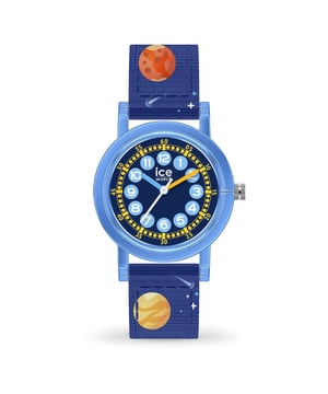 This Ice Watch Ice Learning - Blue Space Analogue Watch for Boys is the perfect timepiece to wear or to gift. It's Blue 28 mm Round case combined with the comfortable Blue Nylon watch band will ensure you enjoy this stunning timepiece without any compromise. Operated by a high quality Quartz movement and water resistant to 3 bars, your watch will keep ticking. Discover ICE time learning, the watch designed to make learning the time easy and fun for children. High quality 17 cm length and 14 mm width a Blue Nylon strap with a Buckle Case diameter: 28 mm,case thickness: 8 mm, case colour: Blue and dial colour: Blue