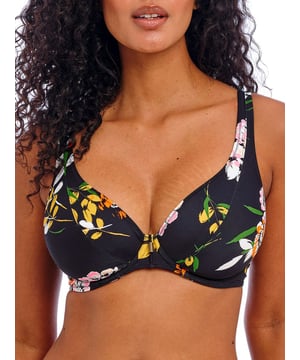 Freya Twilight Soul High Apex Bikini Top. Plunge bikini top with a J-Hook for racerback convertibility, adjustable straps powernet lineed cups and a front tie detail. This product is recommended as hand wash only.