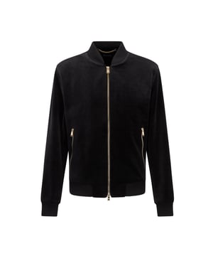 Boss C-Hanry Bomber Jacket in black.- Bomber collar.- Full zip fastening.- Zip pockets.- Ribbed cuffs and hem.- 42% Cotton  32% Polyester  24% Polyamide  2% Elastane.  Hand wash.- Ref: 50465476001