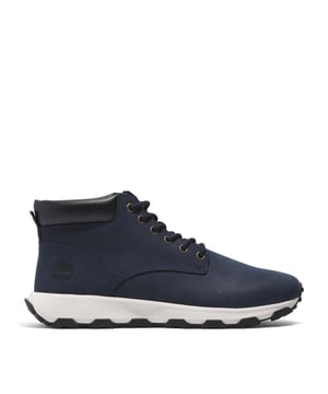 Timberland Winsor Park Lace-Up Trainers in navy.- Bovenwerk van textiel en leer.- Vetersluiting.- Licht gewatteerde enkel.- Hiel trekker.- Ortholite® comfort foam inlegzool biedt vochttransport antimicrobiële functie en langdurige demping.- Rubberen zool.- Ref: A61PW0191