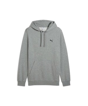 Mens Puma Small Logo Hooded Sweat in grey.- Lined drawcord hood.- Pouch pocket.- Ribbed cuffs and hem.- Brushback fleece.- Embroidered branding.- 66% Cotton  34% Polyester.- Ref: 68257803