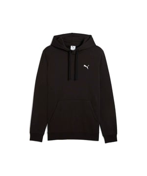 Mens Puma Small Logo Hooded Sweat in black.- Lined drawcord hood.- Pouch pocket.- Ribbed cuffs and hem.- Brushback fleece.- Embroidered branding.- 66% Cotton  34% Polyester.- Ref: 68257801