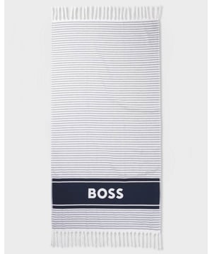 Make a statement on the beach or by the pool with this BOSS Menswear towel. Crafted in soft cotton with fringing, stripes and contrast branding. This product is partly made with organic cotton.
70 x 140cm
100% Cotton
50540424