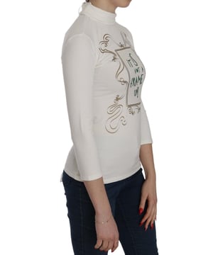 Brand: EXTE
  Condition: New with tags
  Color: White Printed
  Style: Turtle Neck 3/4 Sleeves Top Blouse
  Material: 95% Cotton 5% Elastane
  Size: Tag size IT38 / US4 / will fit a size XS