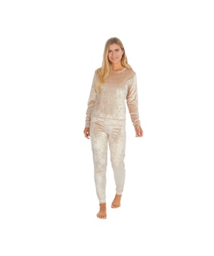 Sleep Snob Women's Velvet Pjs Pyjama Set: Stay cozy and comfortable with our Ladies Velvet Pyjamas - perfect for lounging at home. Made from super soft and snuggly velour, these fleece pajamas feature full-length sleeves and a solid design. They are essential loungewear for evenings, cold winter months, or even as a travel robe. These pajamas are made of 100% polyester and are machine washable. The drawstring fastening and band collar style add extra comfort. Available in sizes Small to X-Large, our luxurious nightwear is a perfect addition to your wardrobe. Whether it's lazy mornings, evenings at home, or travels, these pajamas offer ultimate comfort and quality. Looking for a great gift idea? Our Top and Bottoms Pjs make a perfect gift for birthdays, anniversaries, Mother's Day, or any special occasion. They are ideal for women of any age and can be paired with scented soaps, luxury bubble baths, or candles for the ultimate gift set. Give the gift of comfort and relaxation with our cozy pajamas. Extra Product Details: Super soft and snuggly velour for ultimate comfort. Versatile essential loungewear for home, winter, or travel. Perfect gift for various occasions like Christmas, birthdays, and Mother's Day. High-quality, fast-drying, and lightweight material for long-lasting use. Available in sizes Small to X-Large for all women. Easy-care: 100% polyester and machine washable.