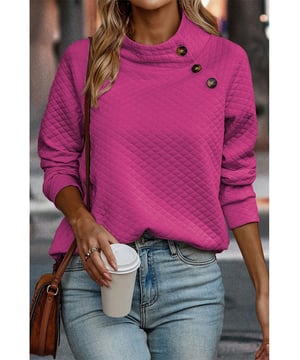 Diseño acolchado de rosas  
Cuello abotonado  
Cuello alto  
Estilo de pullover  
Cómodo y duradero  
Diseño unisex  
Material: 95% Poliéster 5% Elastano