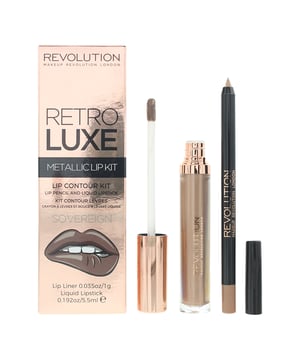 Get bold, statement lips with the Revolution Retro Luxe Metallic Lip Kit, featuring a highly pigmented Liquid Lipstick and a smooth Lip Liner. The creamy liner defines and shapes lips, while the long-wearing metallic liquid lipstick delivers a striking, high-shine finish. Perfect for creating a glamorous, full-coverage look!