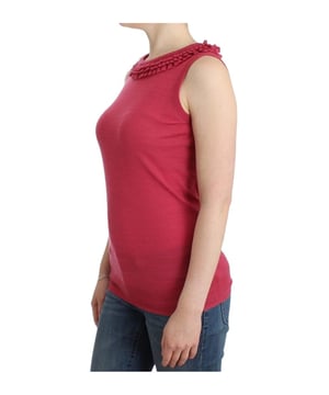 Brand: John Galliano
  Material: 100% wool
  Color: Pink
  Sleeveless knit top
  Logo details
  Includes original tags and store bag