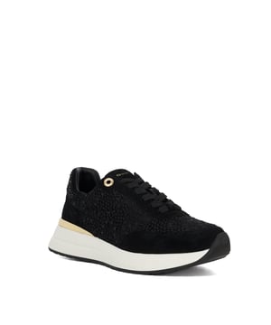 Designed in house, our extra lightweight runner profile has been crafted from premium leather and suede panels in tonal hues, featuring a gold metal heel clip detail. Experience all-day wearability with full-length cushioning that adapts to your every move. Soft, breathable linings keep your feet cool and fresh, while lightweight, flexible soles and our specially designed insoles with increased padding make you feel like you are walking on air.