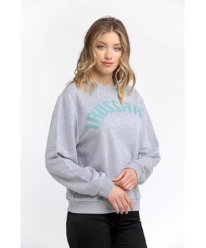 Grijze katoenen trui
  Oversized sweatshirt met ronde hals
  Gemaakt van zacht katoen
  Mouwen met verlaagde schouders
  Maxi
  letters op de borst
  Ontworpen voor vrouwen