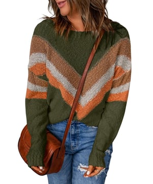 Mehrfarbiger Chevron gestreifter Pullover mit落shoulder-Design  
Hergestellt aus hochwertigem Material  
Weich im Griff und wärmt angenehm  
Chevron-Streifenmuster in mehreren Farben  
Das落shoulder-Design verleiht eine moderne Note  
Perfekte Mischung aus Luxus und Komfort  
Material: 100% Acryl