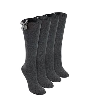 Girls Knee-High Socks with Ribbon Bow - Stylish and Comfortable Schoolwear: Elevate your child's school wardrobe with this collection of Girls Knee-High Socks with Ribbon Bow, designed for both style and comfort. Available in classic colors—Black, Navy, White, and Grey—these socks are crafted from soft, durable fabric, perfect for daily wear. The elegant ribbon bow adds a touch of charm, making these socks a standout choice for school uniforms. Extra Product Details:. Soft and Durable Fabric Elegant Ribbon Bow Detail Available in Black, Navy, White, and Grey Comfortable Knee-High Length Machine Washable. These socks are an essential addition to your child's back-to-school wardrobe, combining practicality with a stylish finish.