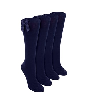 Girls Knee-High Socks with Ribbon Bow - Stylish and Comfortable Schoolwear: Elevate your child's school wardrobe with this collection of Girls Knee-High Socks with Ribbon Bow, designed for both style and comfort. Available in classic colors—Black, Navy, White, and Grey—these socks are crafted from soft, durable fabric, perfect for daily wear. The elegant ribbon bow adds a touch of charm, making these socks a standout choice for school uniforms. Extra Product Details:. Soft and Durable Fabric Elegant Ribbon Bow Detail Available in Black, Navy, White, and Grey Comfortable Knee-High Length Machine Washable. These socks are an essential addition to your child's back-to-school wardrobe, combining practicality with a stylish finish.
