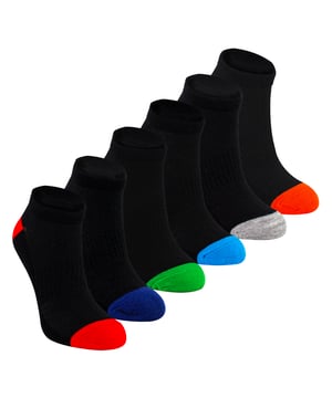 Boys 6-Pack Bamboo Heel and Toe Trainer Socks - Soft and Breathable Comfort: Elevate your child's footwear essentials with this 6-pack of Boys Bamboo Heel and Toe Trainer Socks, designed for comfort and breathability. Made from a soft bamboo blend, these socks provide a snug fit with reinforced heels and toes for durability. The natural bamboo fabric offers excellent moisture-wicking properties, keeping feet dry and comfortable during all-day wear. Extra Product Details:. Soft Bamboo Blend 6-Pack for Extended Use Reinforced Heels and Toes Moisture-Wicking Fabric Machine Washable. These trainer socks are an ideal choice for active kids, providing comfort and durability throughout the day.
