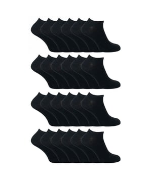 Childrens Sock Snob Cotton Trainer Socks Bulk Value Pack - 24 Pairs: Looking for a great value deal on durable and comfortable trainer socks for your kids? Our simple range of children's trainer socks offers unbeatable bulk value with 24 pairs included in each pack. Made from 75% cotton, these socks keep little feet soft and comfortable whether worn casually or during athletic activities. The high cotton content also ensures breathability, allowing warm air to escape and keeping feet cool and dry, making them perfect for warmer weather. . Designed to enhance comfort, these ankle-length socks feature a smooth toe seam to reduce irritability, making them ideal for running and sports. Available in black, grey, and white, and in two sizes - 9-12 UK and 12-3 UK, these socks are machine washable for easy care. . Extra Product Details: - Children's Cotton Trainer Socks - Bulk Value Pack of 24 Pairs - Soft Cotton - Moisture Wicking - Breathable - Available in Black, Grey, and White - 2 sizes in 9-12 UK and 12-3 UK - Machine Washable